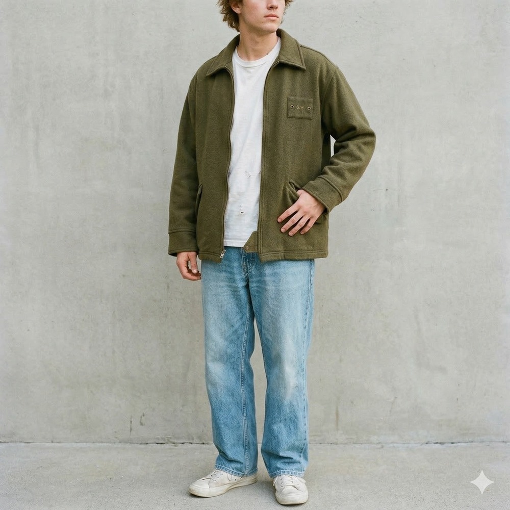 Vintage 90s Stussy Jacket‎ Mens Medium Wool Blend Full Zip Coat Y2K Streetwear